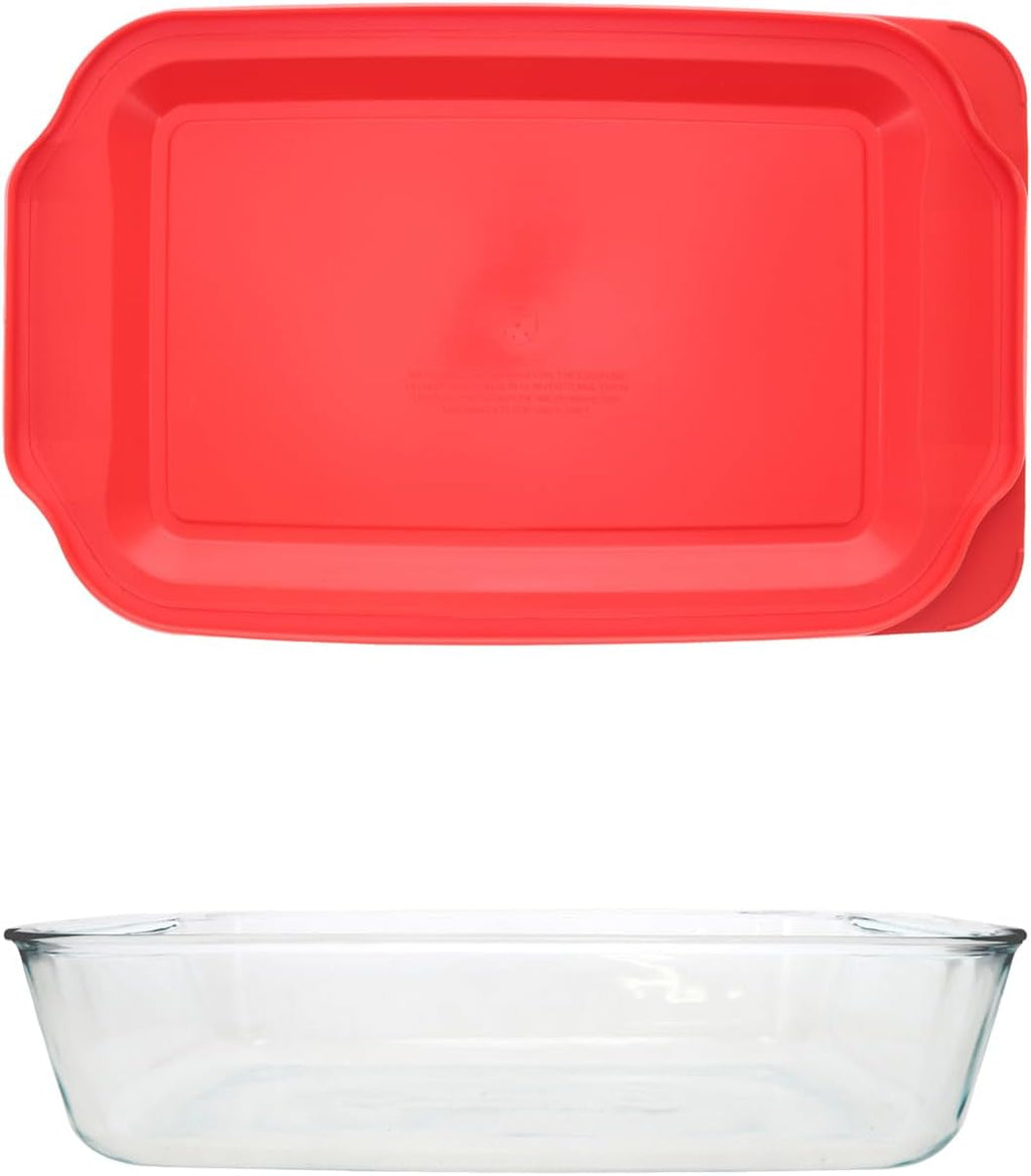 Pyrex 5 Qt Glass Baking Dish with Red Lid - Ideal for Cakes, Casseroles & Lasagna | Made in the USA