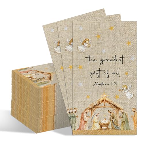 Nativity Christmas Paper Napkins - Religious Holiday Dinner Guest Towels - Variation of THIS listing