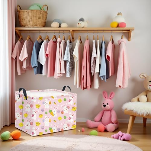 LATOGHIVE Waterproof Collapsible Easter Storage Basket - Pink
