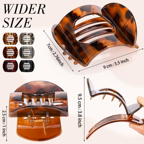 Flat Hair Claw Clips 6-Pack - Tortoiseshell Non-Slip French Barrettes