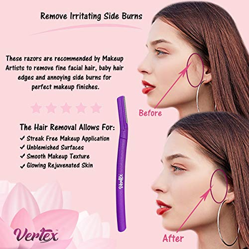 Vertex Women's Eyebrow Razors 6-Pack Dermaplaning Facial Hair Removers