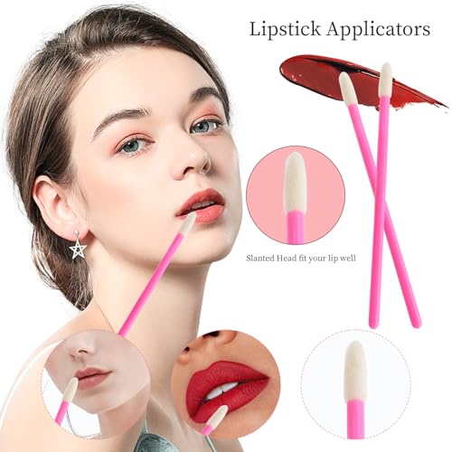 Disposable Lip Wands Applicator 100 Pcs Rose Red Lipstick Brushes