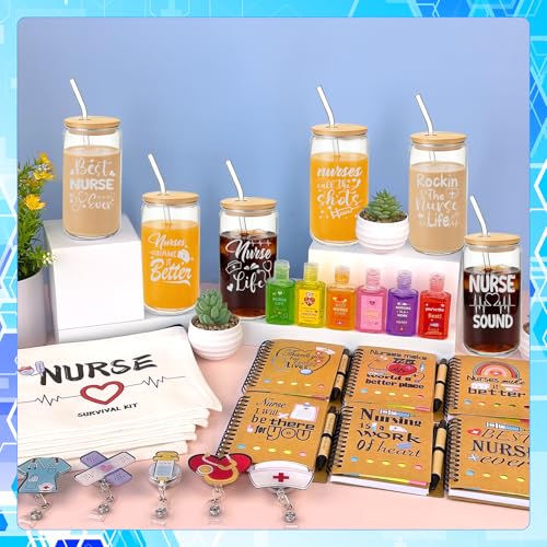 Nurse Gift Set with Cups Notebooks Pen Badge Reel & More - Appreciation Gifts