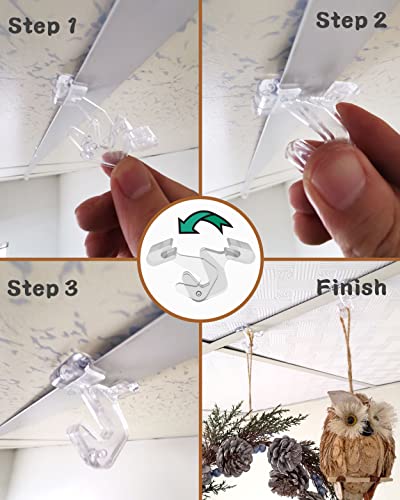 NACETURE Clear Drop Ceiling Hooks - 12 Pack Polycarbonate Hangers for Classroom & Office Decor