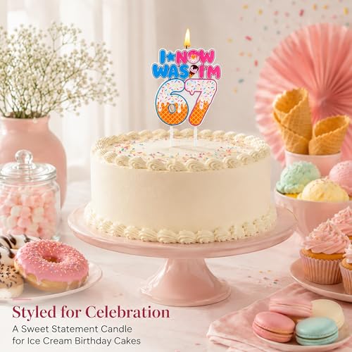 Ice Cream Drip Birthday Candle - I Was 6 Now I'm 7 Cake Topper