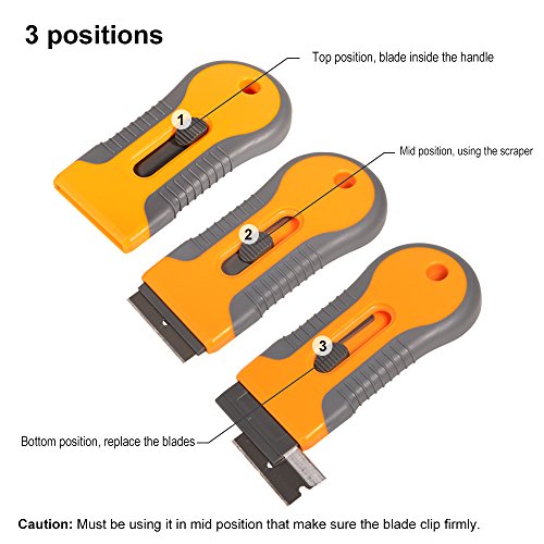 EHDIS Yellow Car Sticker Remover & Glass Cooktop Scraper with 10 Blades
