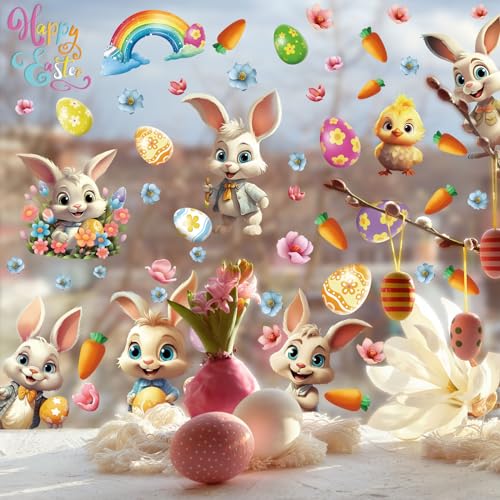 Easter Window Clings - 8 Sheets of Bunny, Chick, Egg Decals