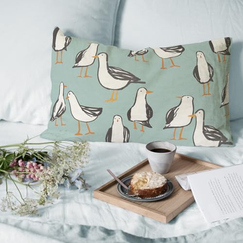 Palasarkaaa Nautical Seagull Lumbar Pillow Cover 12x20 Inch Blue Double-Sided