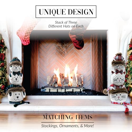 Festive Cat Figurines Set - 21 Inch Holiday Home Decor with Stacked Cats