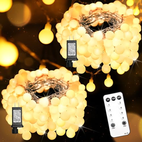 Connectable Globe String Lights - 132ft, 400 LEDs, Warm White, Remote Control, Waterproof