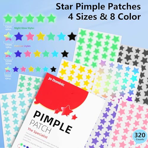 Star Acne Patches 320 Count Hydrocolloid Pimple Patches with Tea Tree Oil