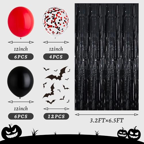 30pcs Halloween Birthday Decoration Set, Bloody Bat Banner & Party Backdrop