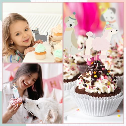 24 Pack Dog Cupcake Toppers Puppy Theme Birthday Party Decorations