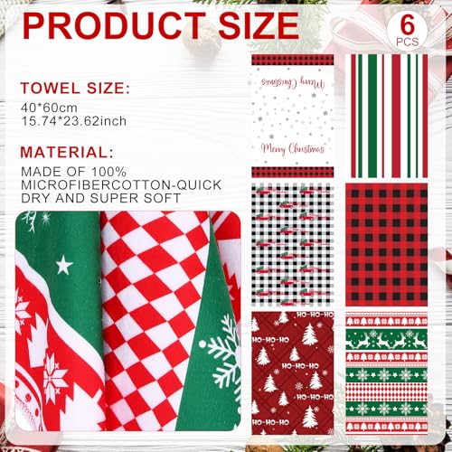6-Piece Christmas Kitchen Utensil & Cutting Board Gift Set - Bamboo Towels Pine Picks Ribbons