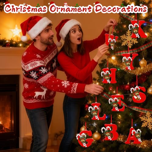 QETRABONE Personalized Christmas Letter Ornament Hanging Tree Decor