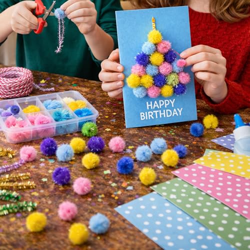 Iridescent Spring Pom Poms - 1/2" Cotton Balls, 72 Pack