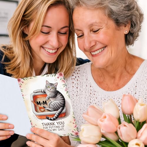 Funny Cat Mother's Day Card with Envelope - Humorous Greeting for Mom