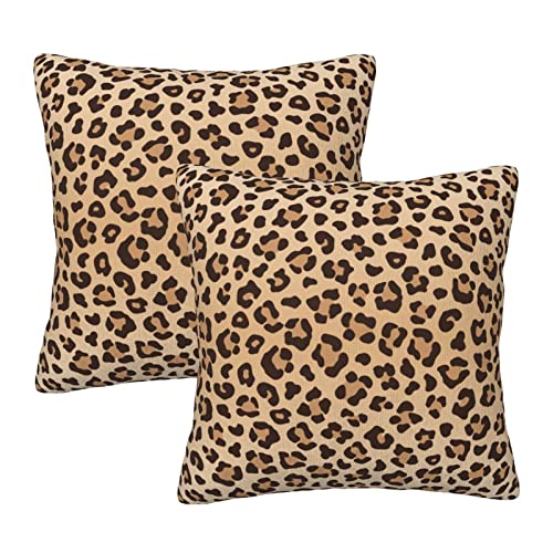 Leopard Print Velvet Throw Pillow Covers 18x18, Set of 2