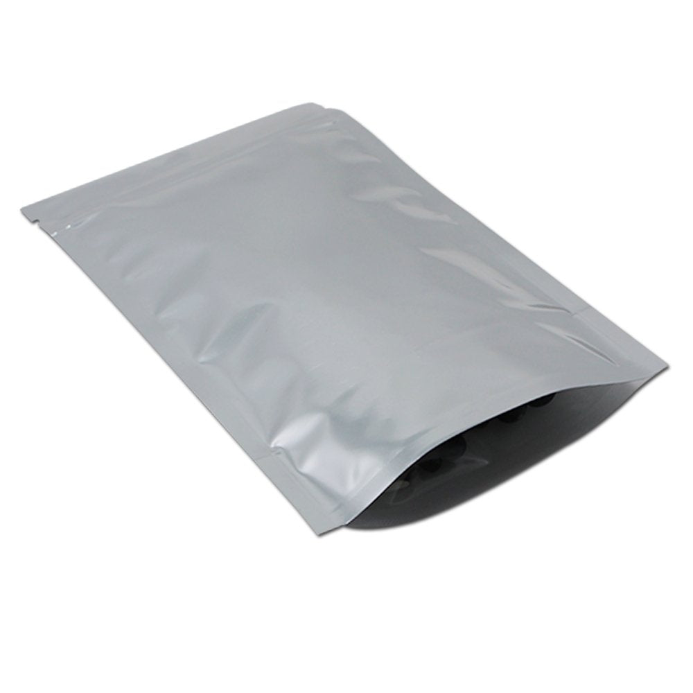 FERENLI 500 Pieces Stand Up Clear Front Resealable Aluminum Mylar Foil Plastic Packaging Bag Zipper Heat Sealable with Tear Notch Long Term Food Storage 3.9x5.9 inch