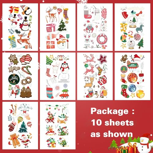 CHAWONER Luminous Christmas Temporary Tattoos for Kids, 120 Pcs Glow in the Dark Party Favors