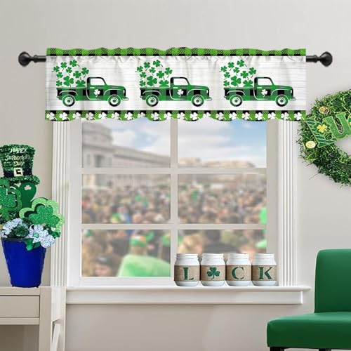 St. Patrick's Day Buffalo Plaid Window Valance 54x18 Inch