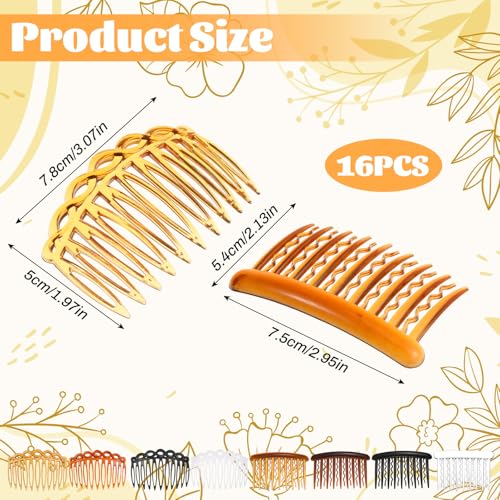 16-Piece Plastic Hair Side Combs Twist Decorative Hair Clip Set
