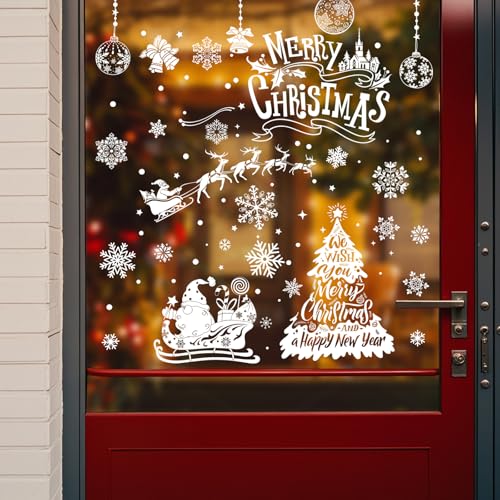 216Pcs Christmas Window Clings - Snowflakes, Trees & Reindeer Stickers