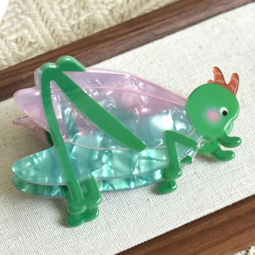 Green Grasshopper Design Hair Claws Non Slip 3" Thinning Clips Cute