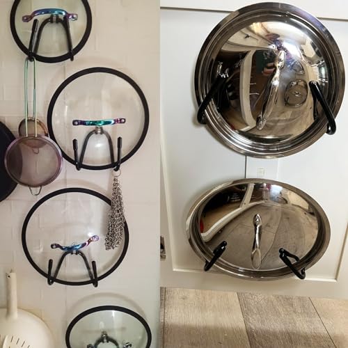 Pot Lid Organizer Rack - Wall & Cabinet Mount, Rustproof, Space Saver