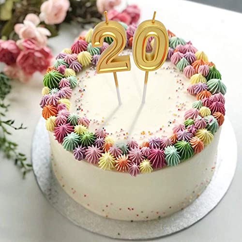 Gold Glitter Number 4 Birthday Candle Topper for Cake Decoration