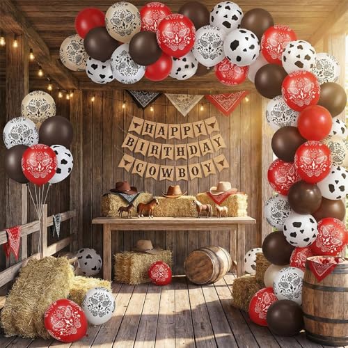 60 Pcs Cowgirl Cow Print Balloons - 12 Inch Western Party Decorations