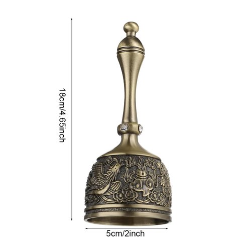 Hand Bell Brass Dinner Call Bells Loud Service Ringing Bell Tibetan Handbells for Meditation Seniors Bedside Musical Teaching Classroom