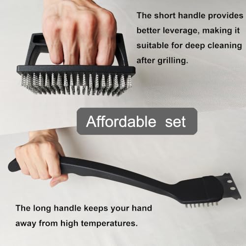 Unosaic 2-in-1 Grill Brush Set with Long Handle & Steel Bristles for BBQ
