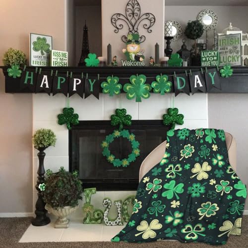 St. Patrick's Day Shamrock Throw Blanket, Ultra-Soft Fleece 50"x40"