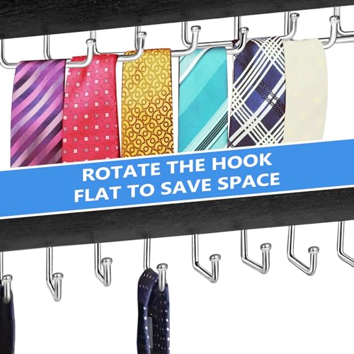 Wall Mounted Tie Rack with 20 Hooks - Space Saving Organizer