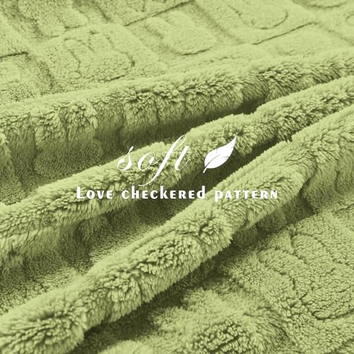 Sage Green Bunny Checkered Throw Blanket, 50"x60" - Soft & Cozy