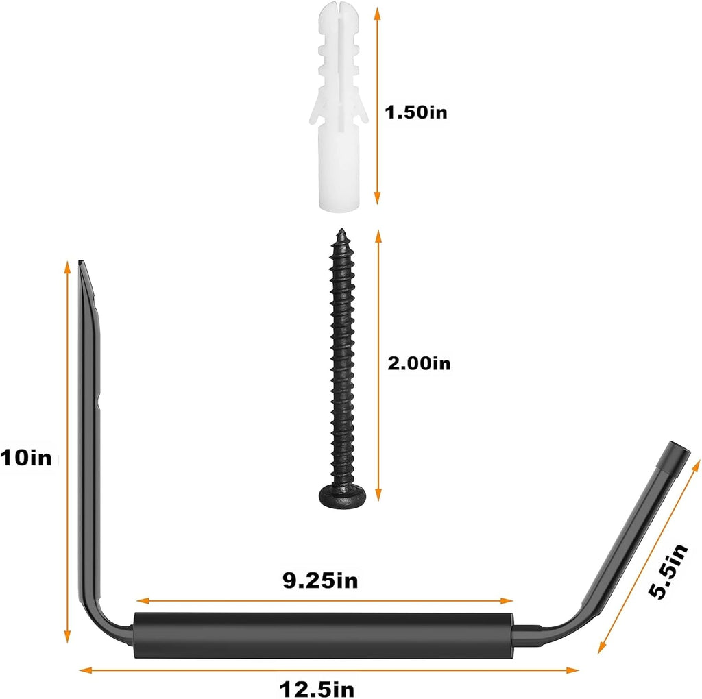 WALMANN Kayak Storage Rack - Wall Mount Hooks for Canoe, Surfboard, Skis & Paddle Boards | Garage Utility Solution