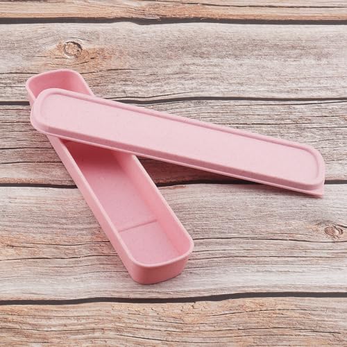 Pink Portable Flatware Box - Travel Cutlery Storage Case, 9.84 x 2.40 inch