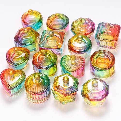 MOIBASE Heart-Shaped Glass Dappen Dish with Lid for Acrylic Liquid Powder
