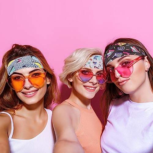Degpum 80s 90s Retro Wide Headbands 4 Pcs Vintage Sweatbands