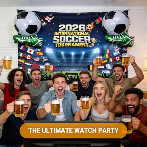 2026 Soccer Party Decorations Set with International Flags Backdrop