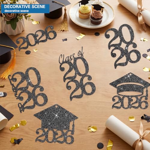 48 Gold Glitter Graduation 2026 Cutout Tags with Rope