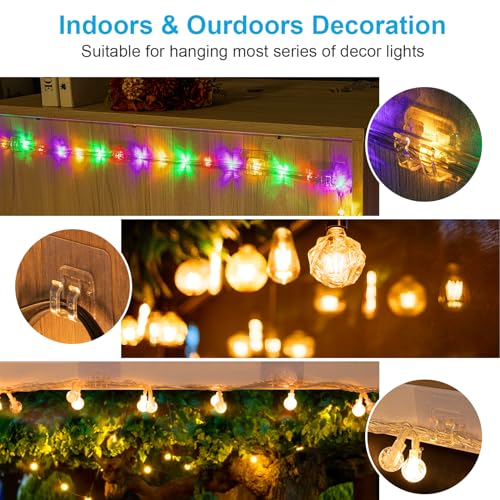 Outdoor String Light Hooks Heavy Duty Clear Cable Clips - X Large 100P