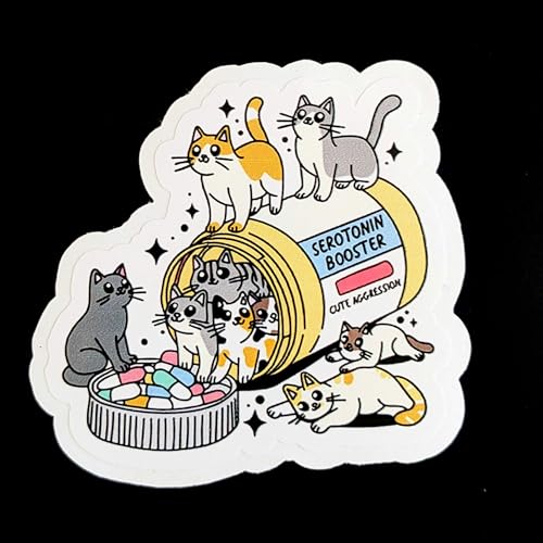 3" Serotoin Booster Cat Sticker - Durable Vinyl for Cat Lovers