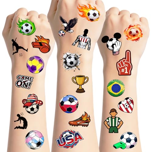 Tasttin 100 Pcs Soccer Temporary Tattoos – Waterproof Football Designs