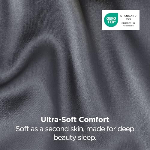Bedsure King Satin Pillowcase Set of 2 - Silky Space Grey