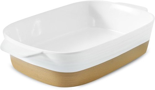 Hasense Ceramic Baking Dish - Non-Stick 11.8x8.7 Lasagna Pan with Handle | 3.4 Qt Casserole Bakeware, White