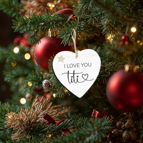 Aunt Heart Ornament - Wooden Christmas Decoration, 3.54"