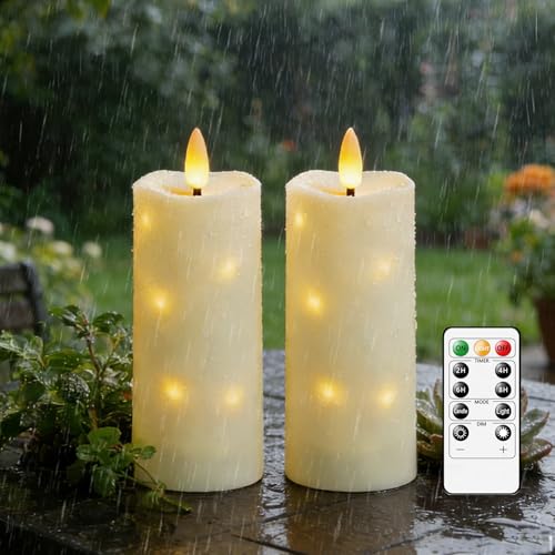 Nimiko Waterproof Flameless LED Candles with Timer & Remote - Ivory, 2 Pack
