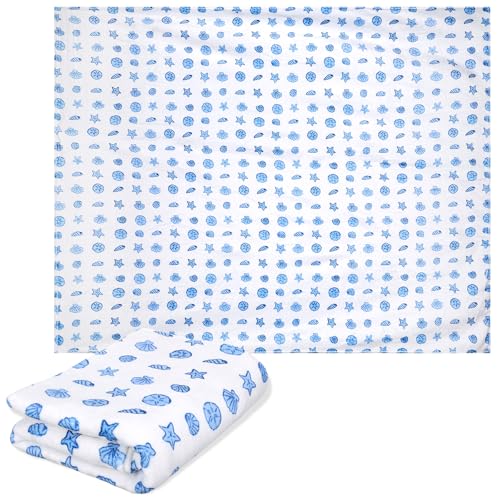 Coastal Ocean Life Flannel Throw Blanket, 50x60 Inch Seashell Beach Decor